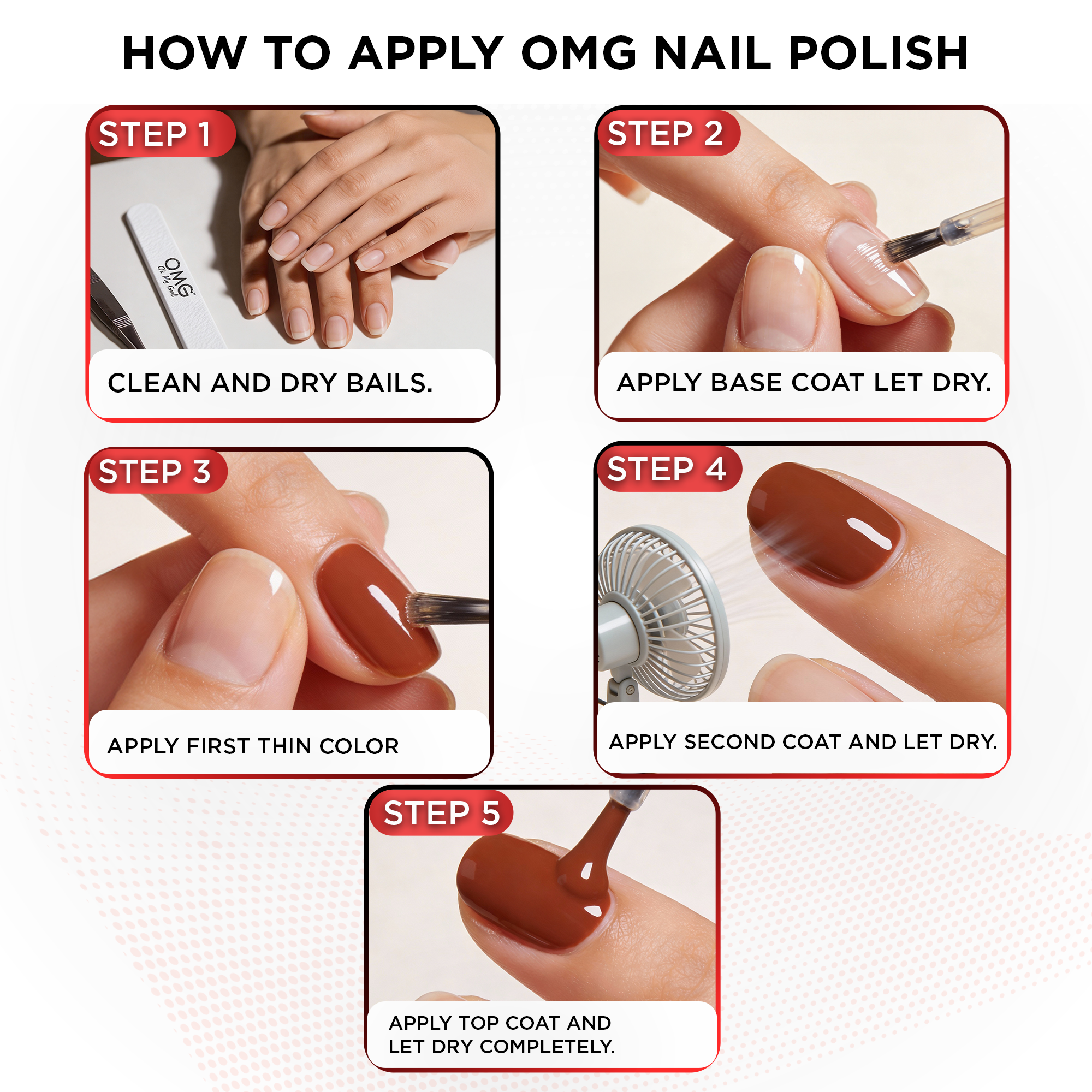 Steps how to apply nail polish