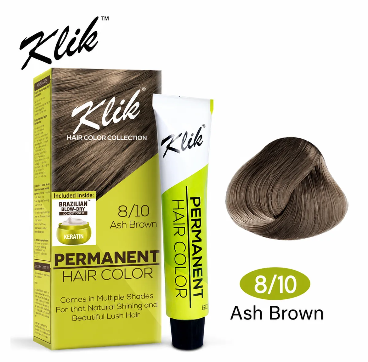 KLIK Hair Color 100ml - 8.10 Ash Brown